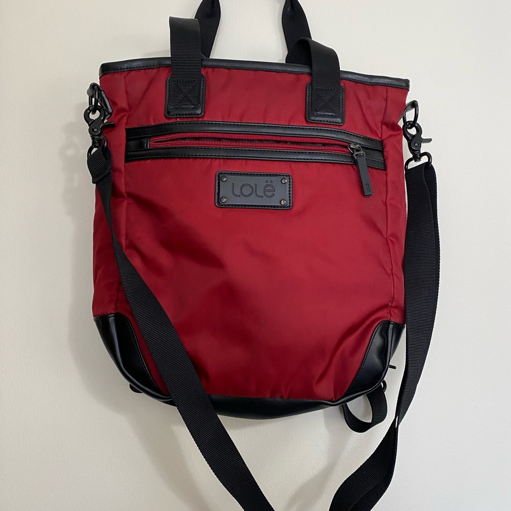 Lole Red and Black Crossbody/Convertible Backpack Bag